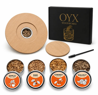 Gift-ready whiskey smoker kit box for bourbon and old fashioned drinks